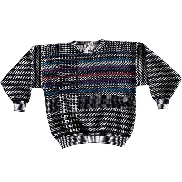 Vintage Sweaters - Vintage striped crew neck sweater